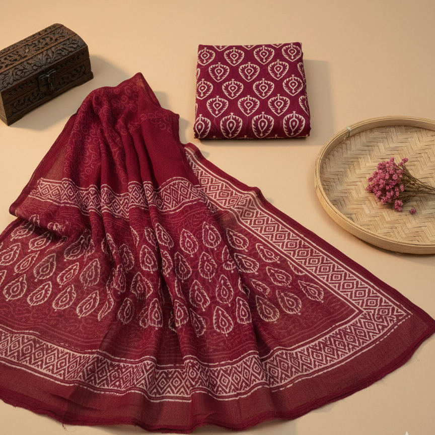 Ajrakh Hand Block- Wine