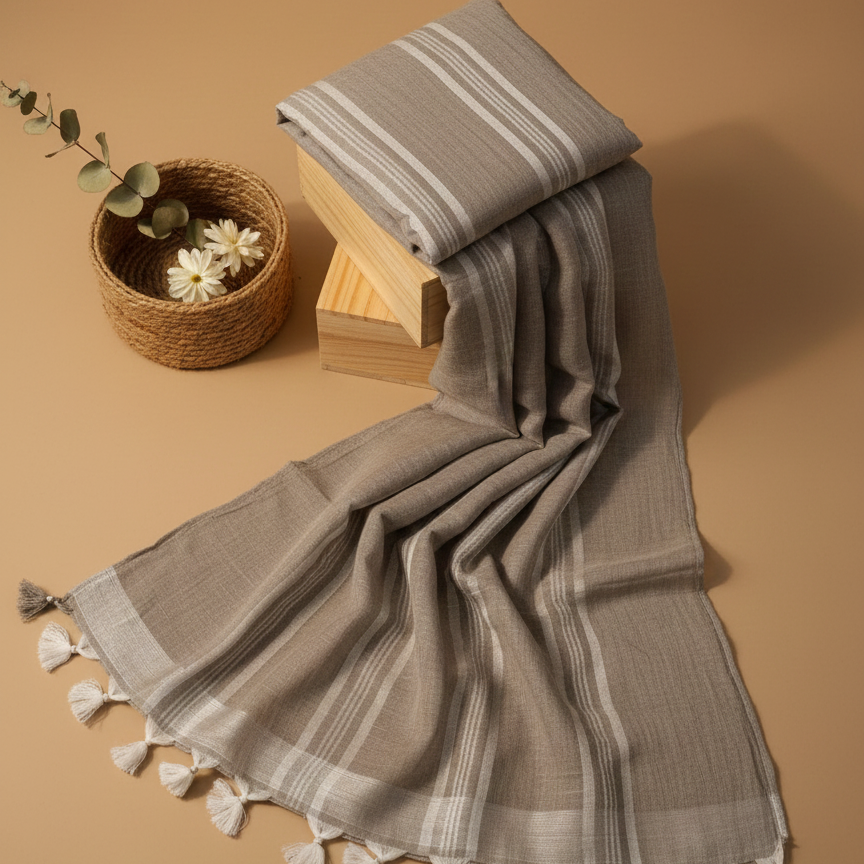 Saree- Linen Grey
