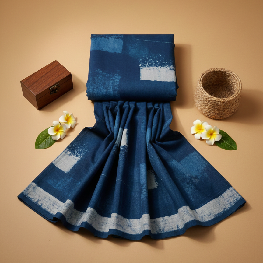 Saree- Hand Block Blue