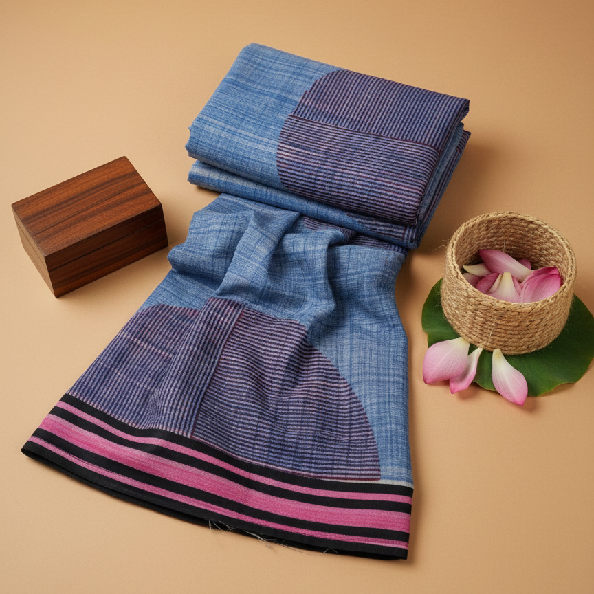 Saree- Hand Block Blue