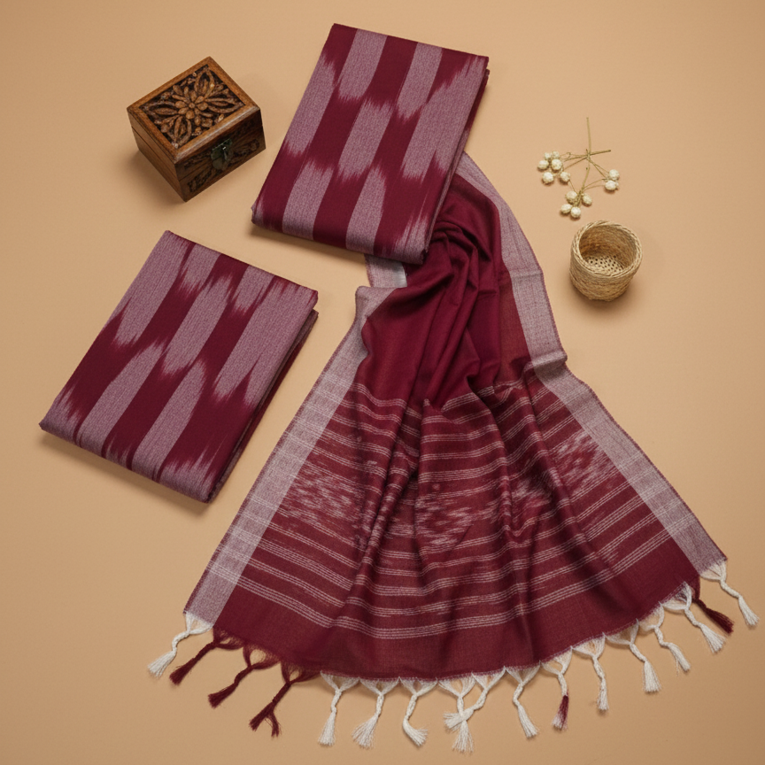 Ikkat- Maroon