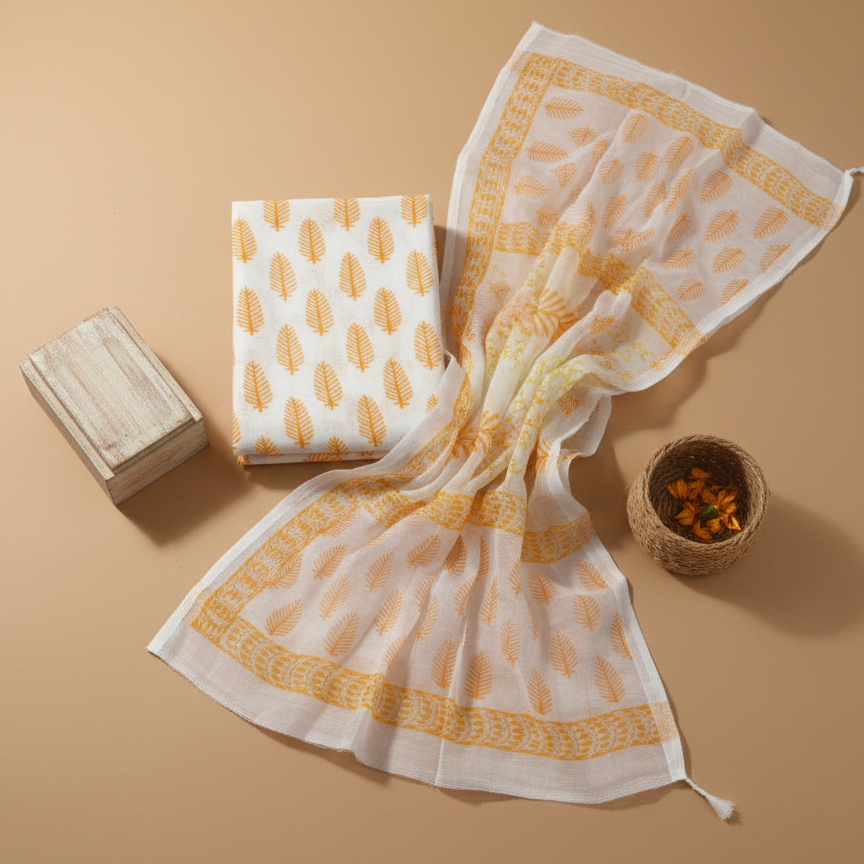 Hand Block Bagru Yellow