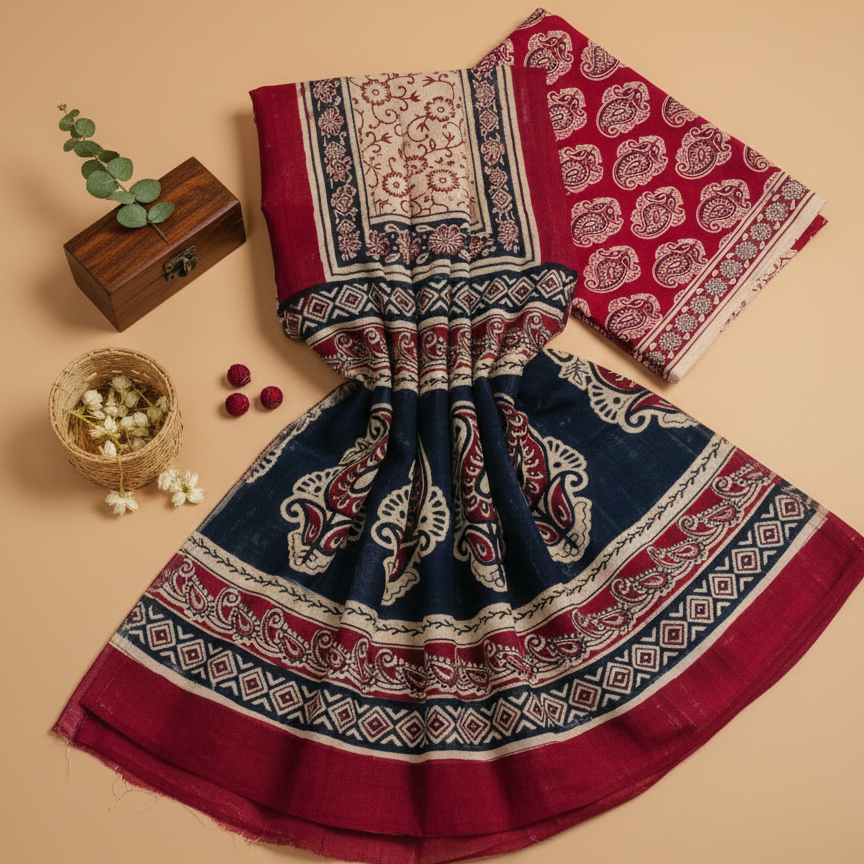 Ajrakh Hand block Red