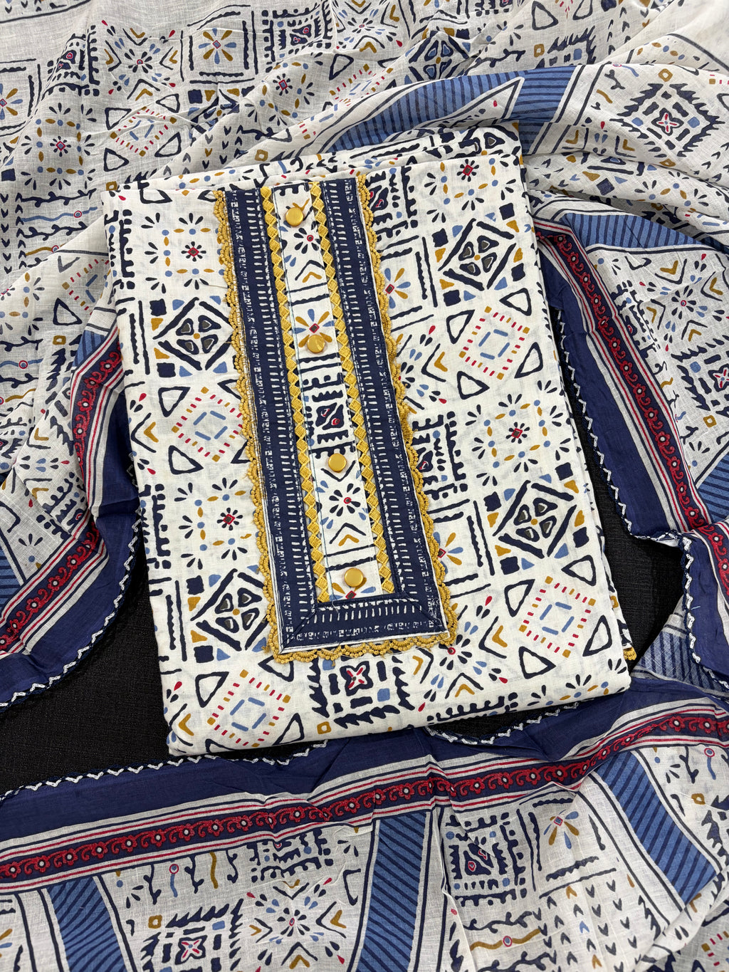 Cotton Unstitched  Suit