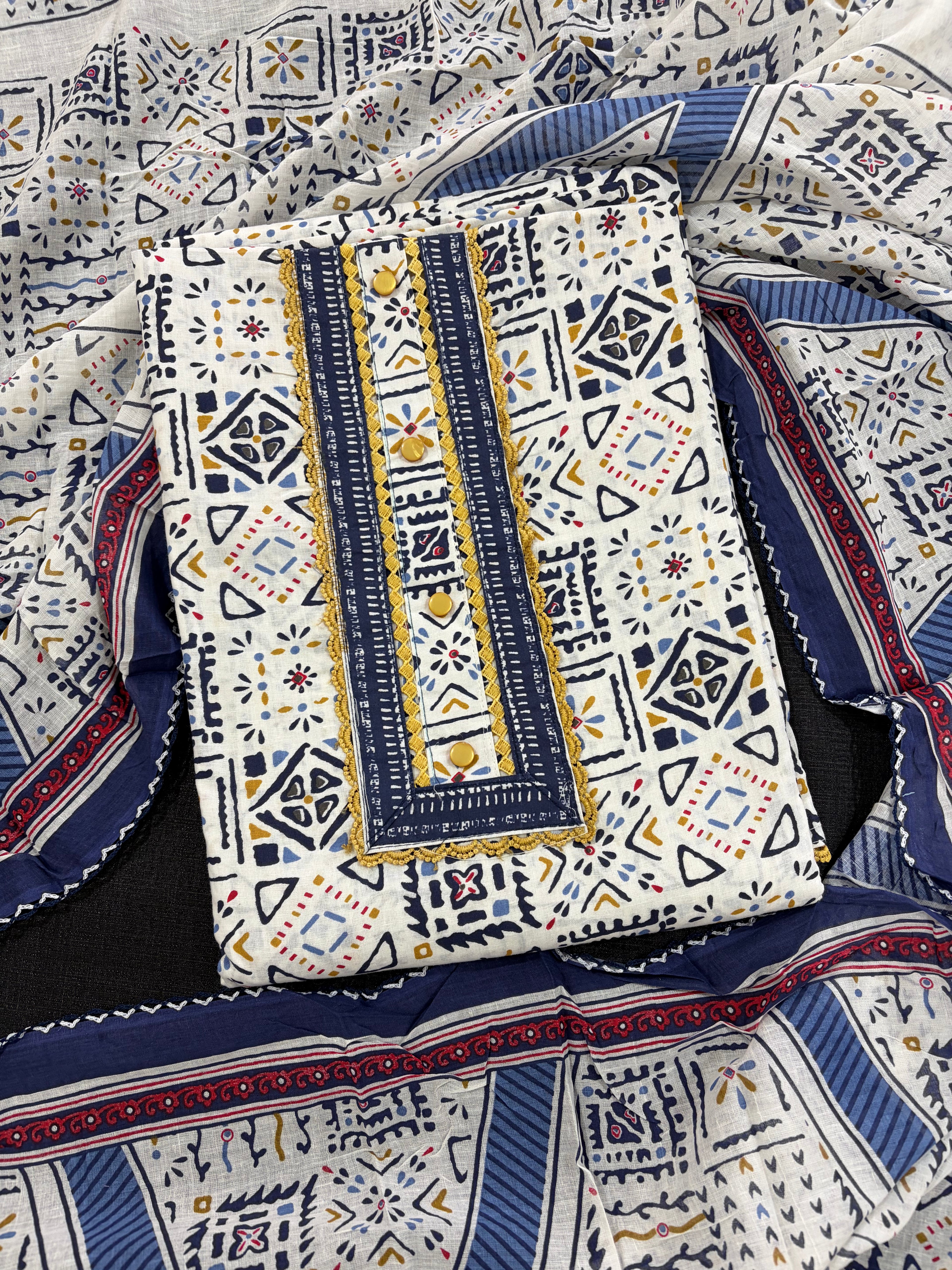 Cotton Unstitched 3 piece Suit