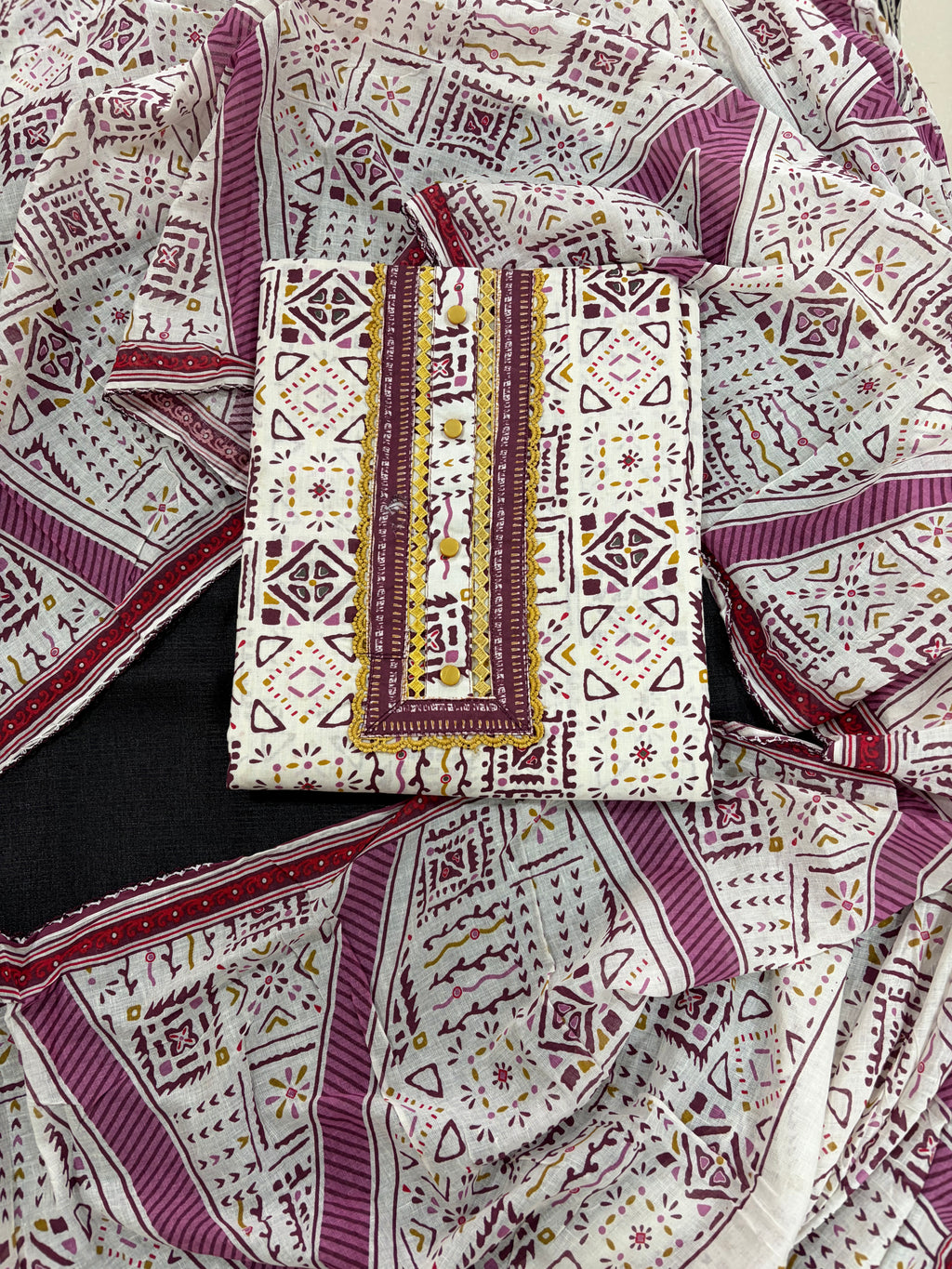 Cotton Unstitched  Suit