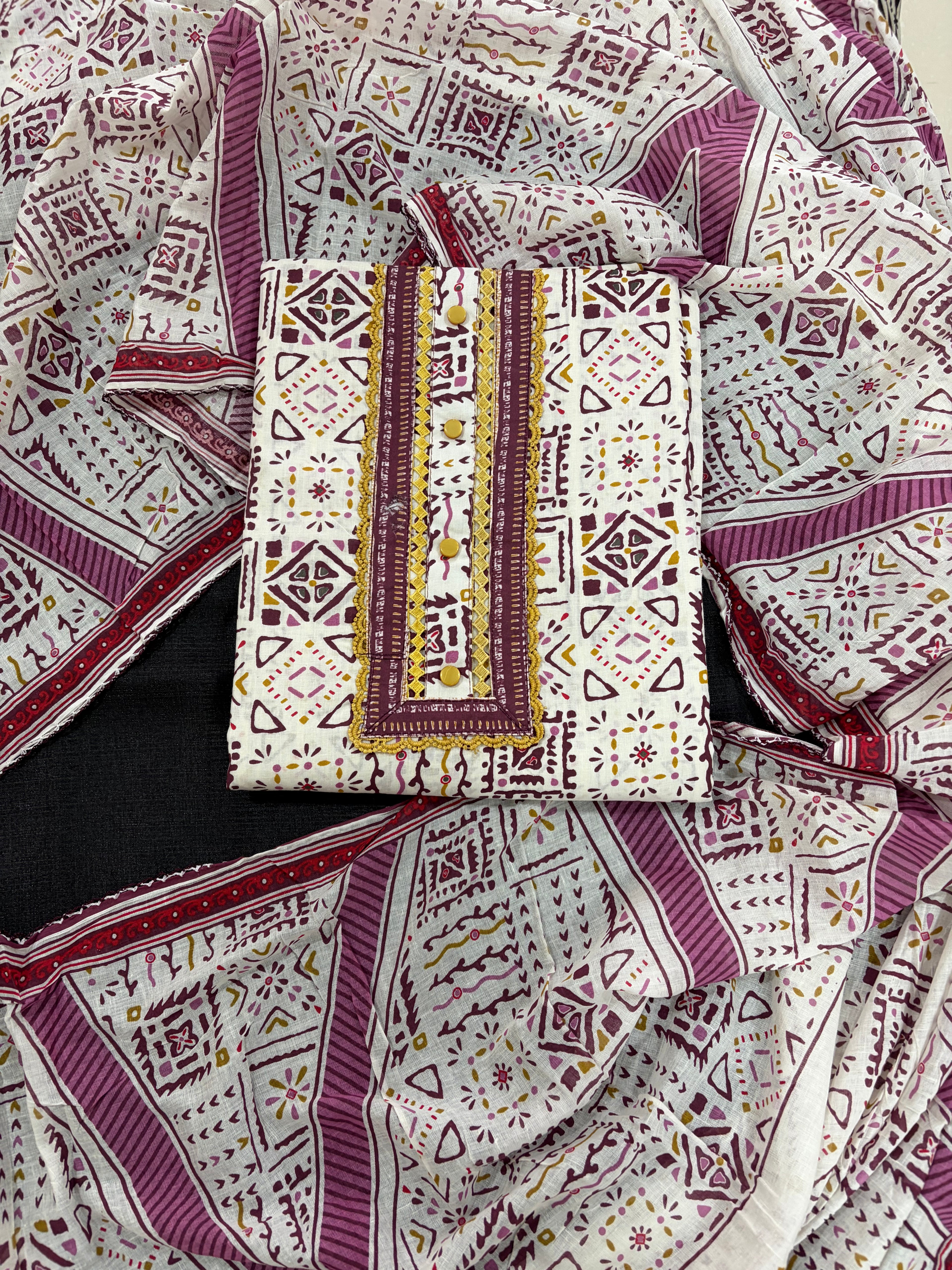 Cotton Unstitched 3 piece Suit