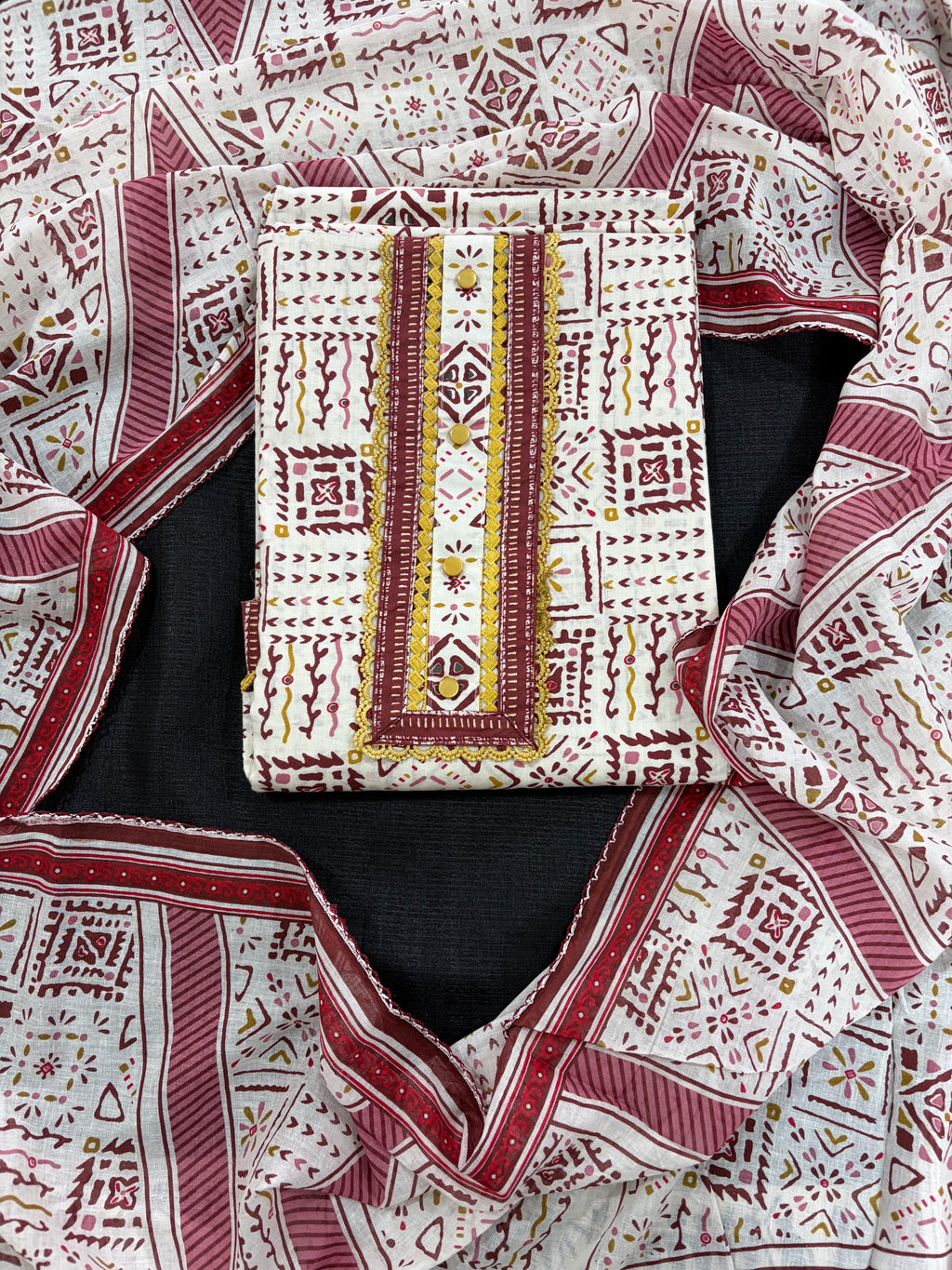Cotton Unstitched  Suit