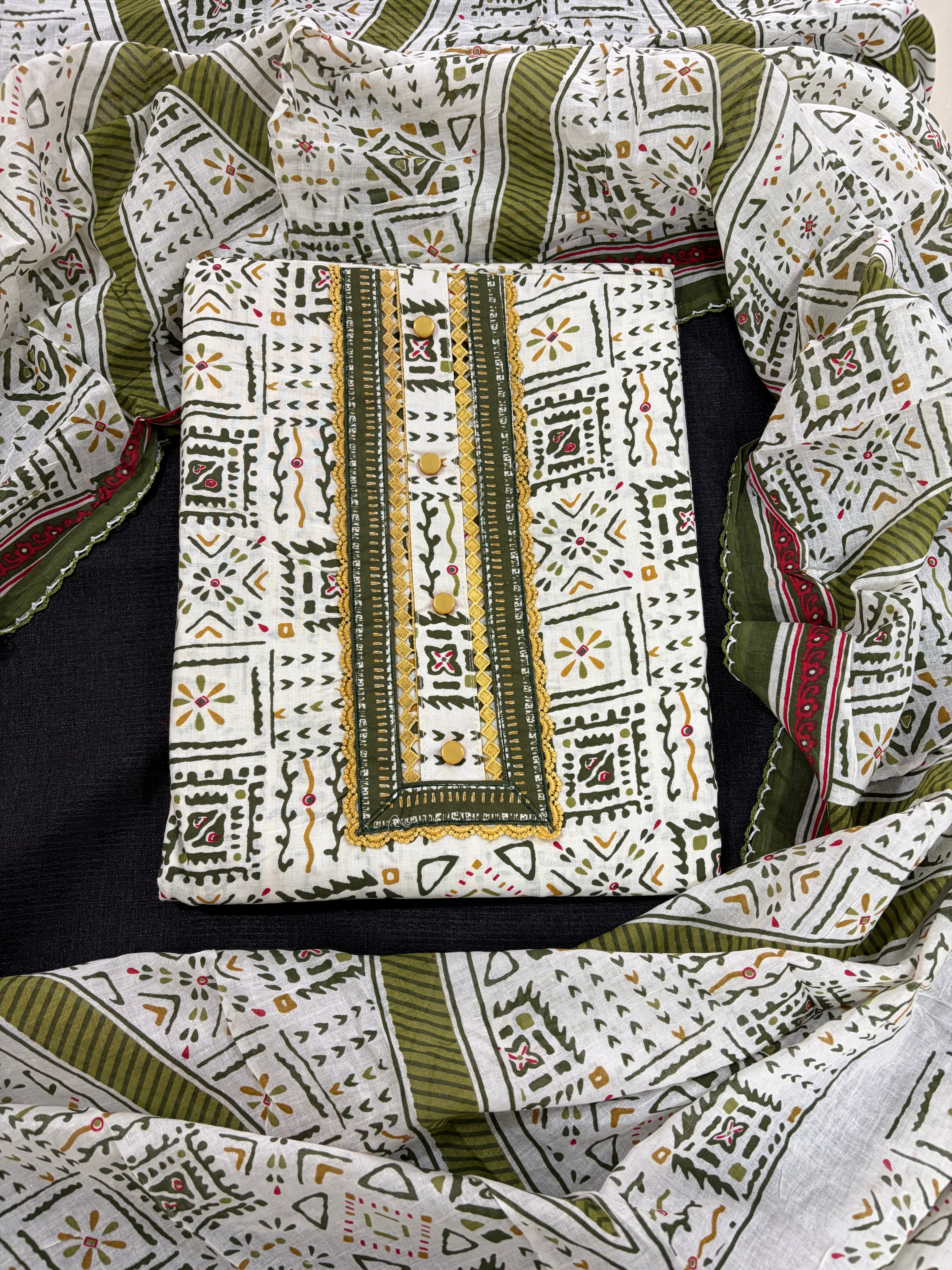 Cotton Unstitched 3 piece Suit