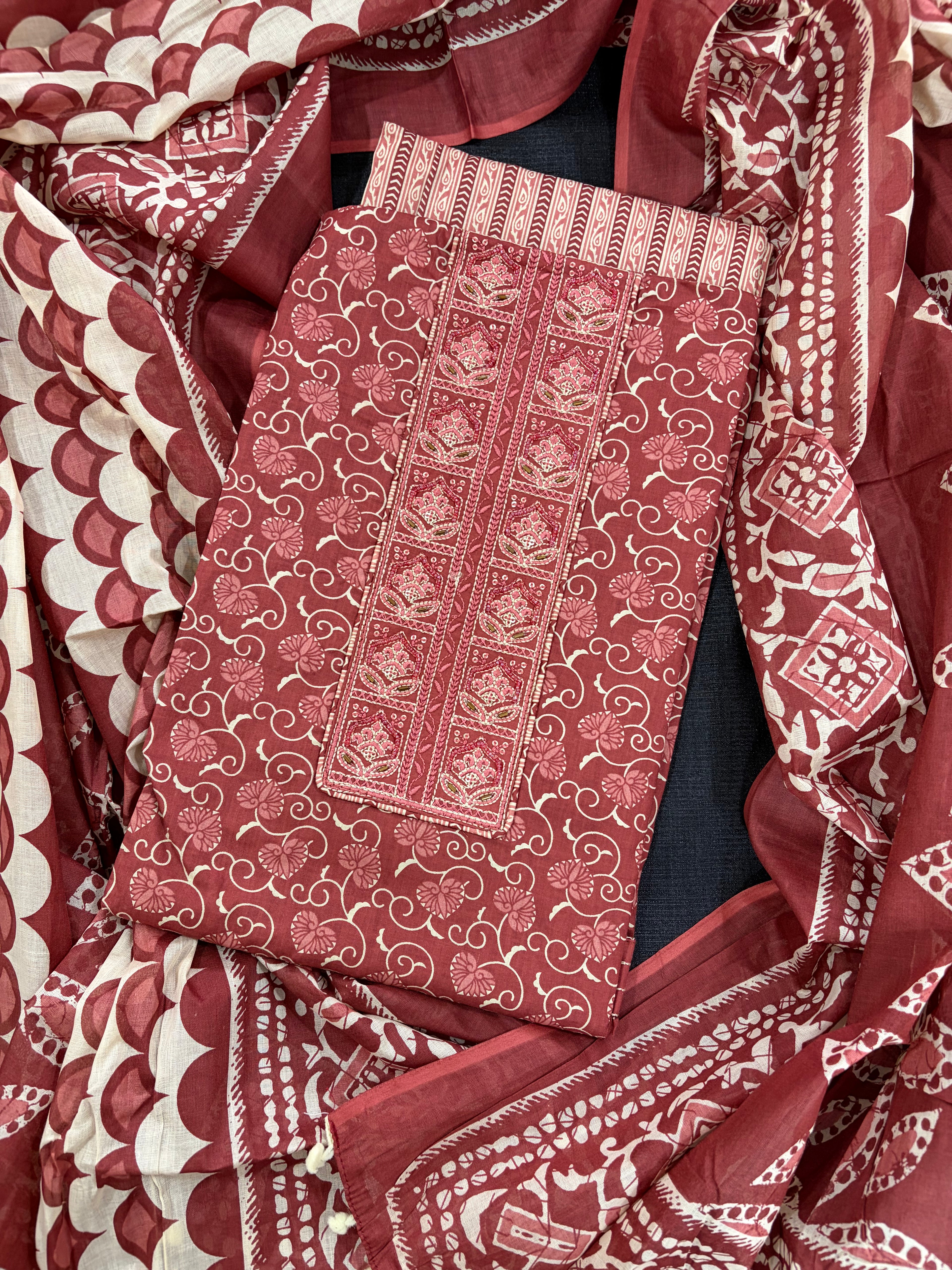 Cotton Unstitched 3 piece Suit