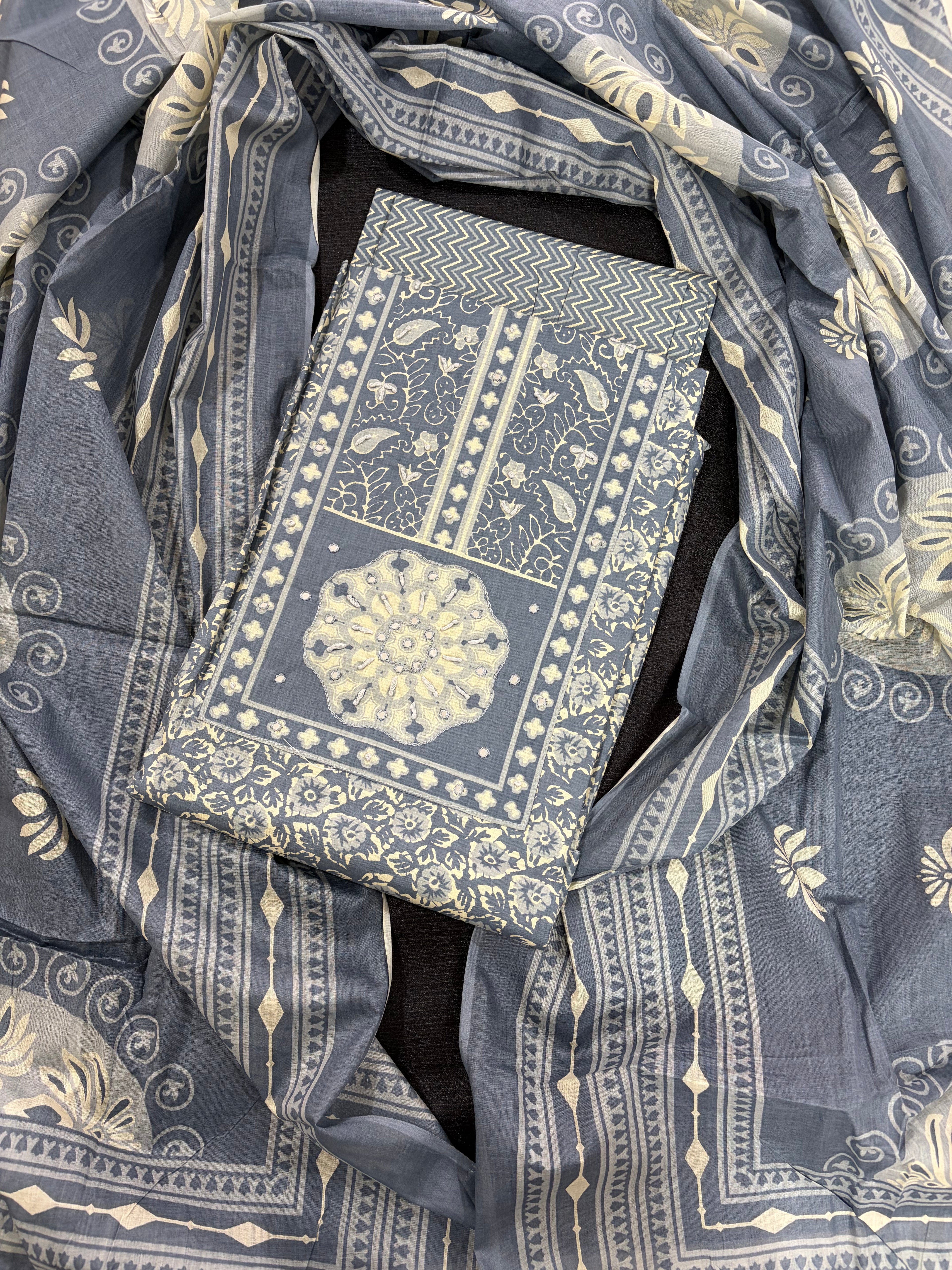 Cotton Unstitched 3 piece Suit