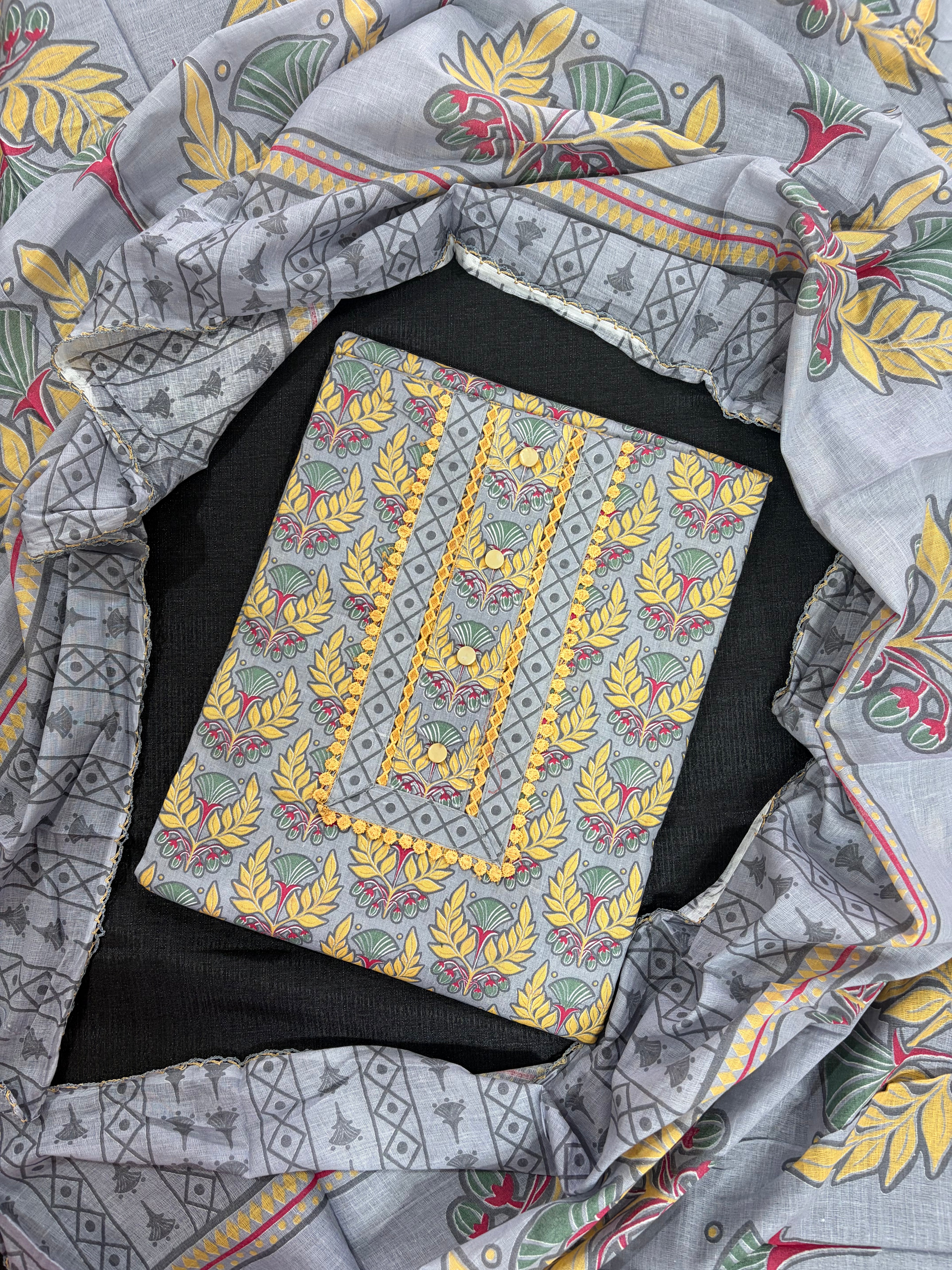 Cotton Unstitched 3 piece Suit