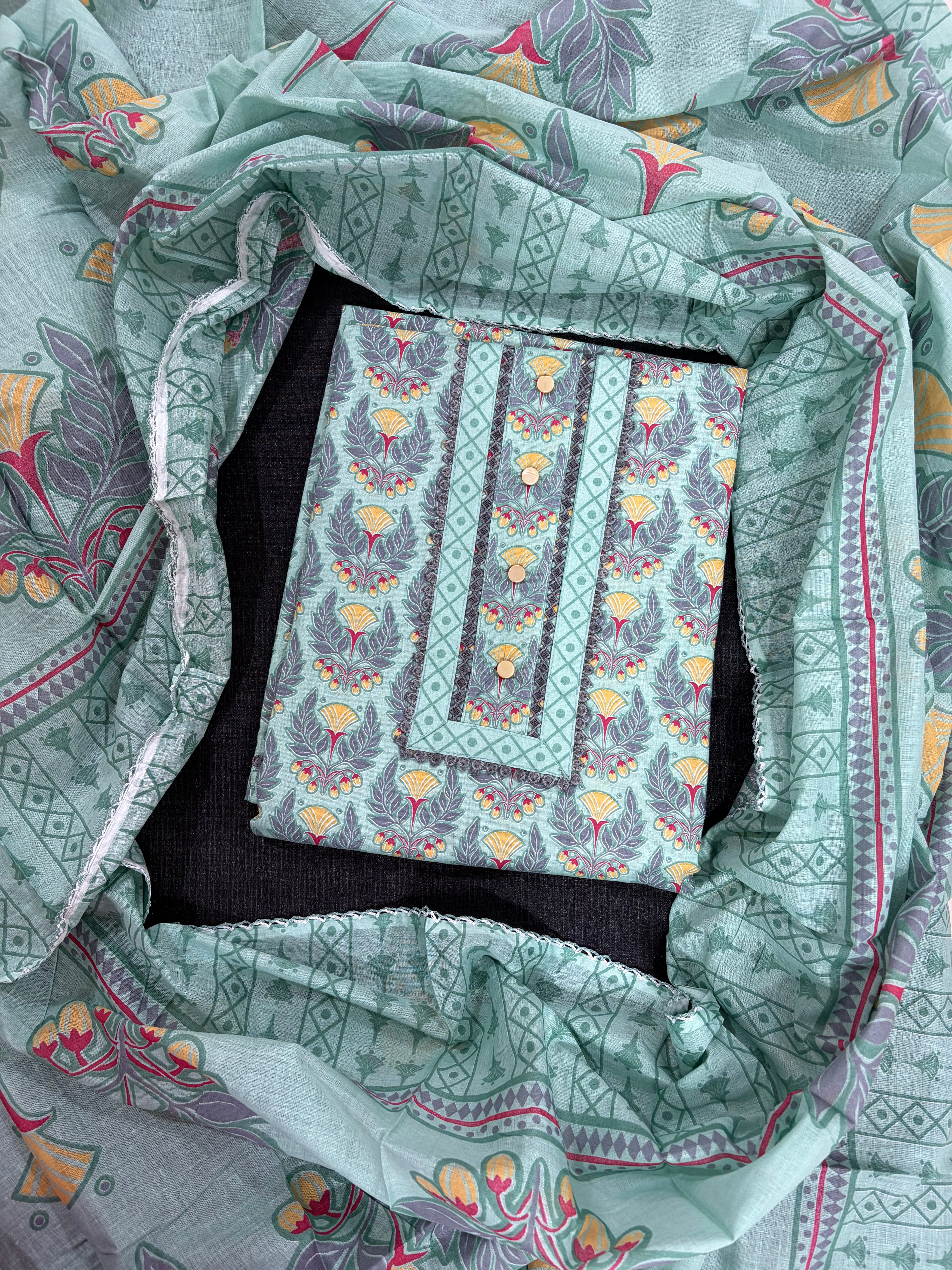 Cotton Unstitched 3 piece Suit