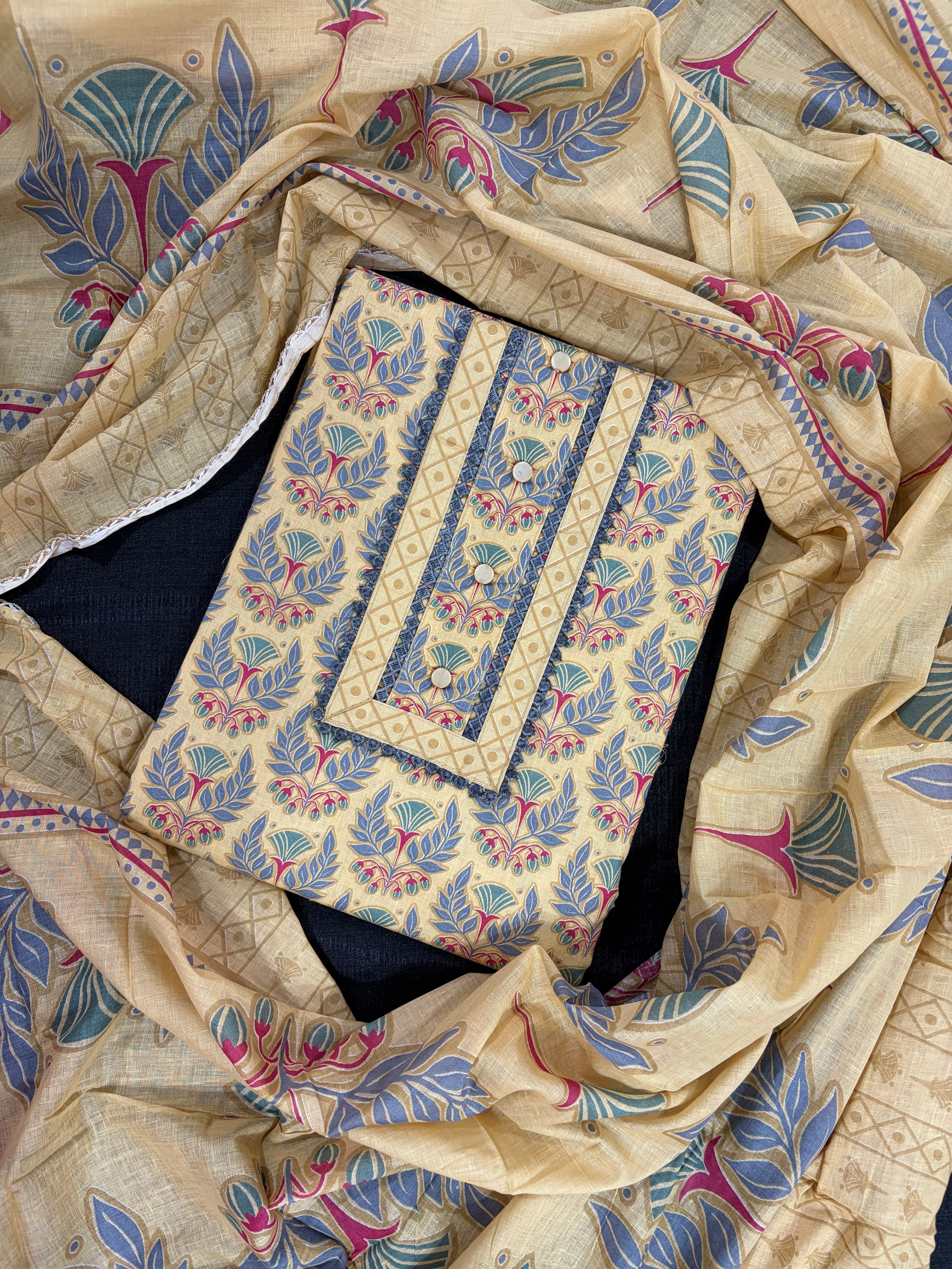 Cotton Unstitched 3 piece Suit