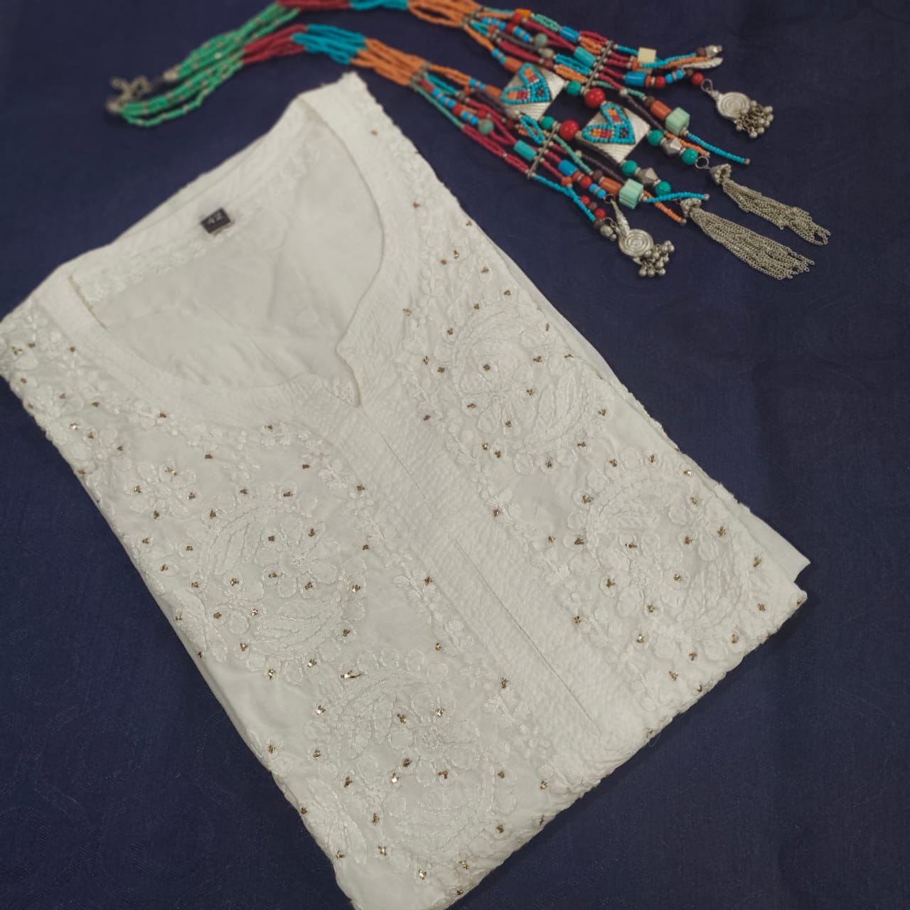 Lucknow Chicken White Kurti